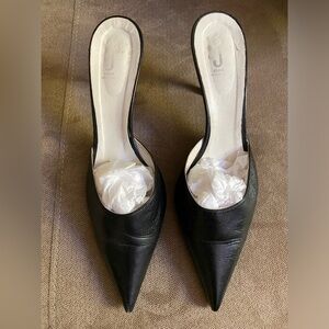 JOLIE Black Italian Leather Point Toe Pumps